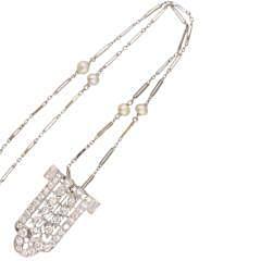 Platinum and Diamond Antique Art Deco Necklace Pendant