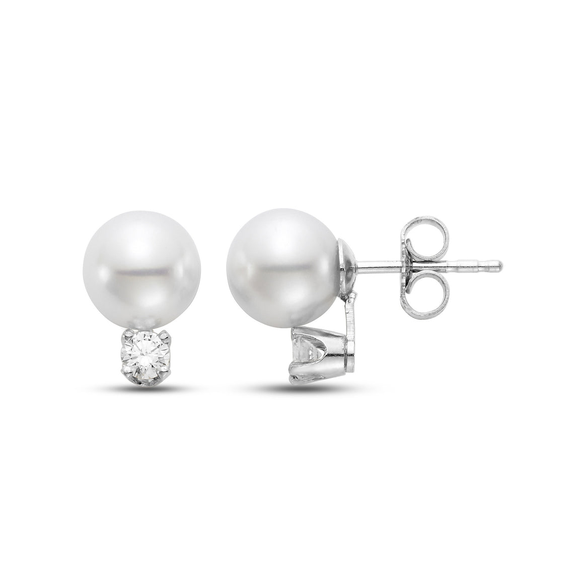 Akoya Pearl and Diamond Stud Earrings