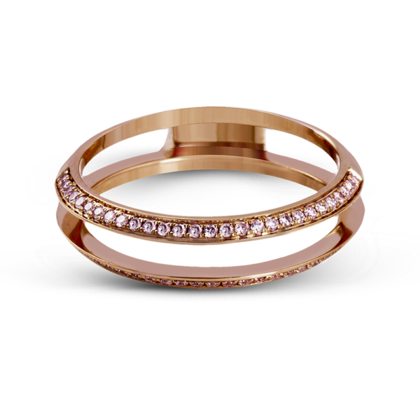'Glass Slipper' ring gard in rose gold with pink diamonds