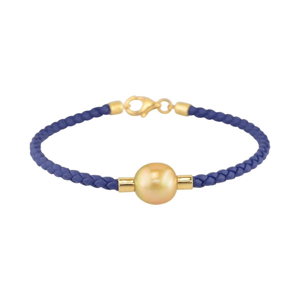 Golden Pearl and Leather Bracelet