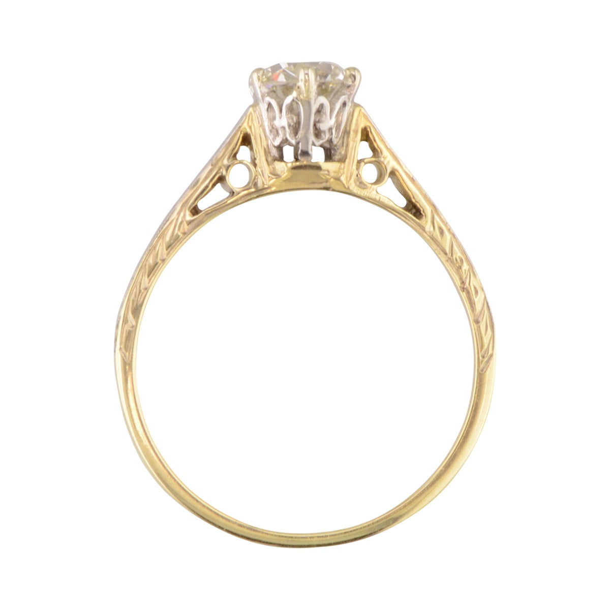 'Greta' cathederal style antique engagement ring. 