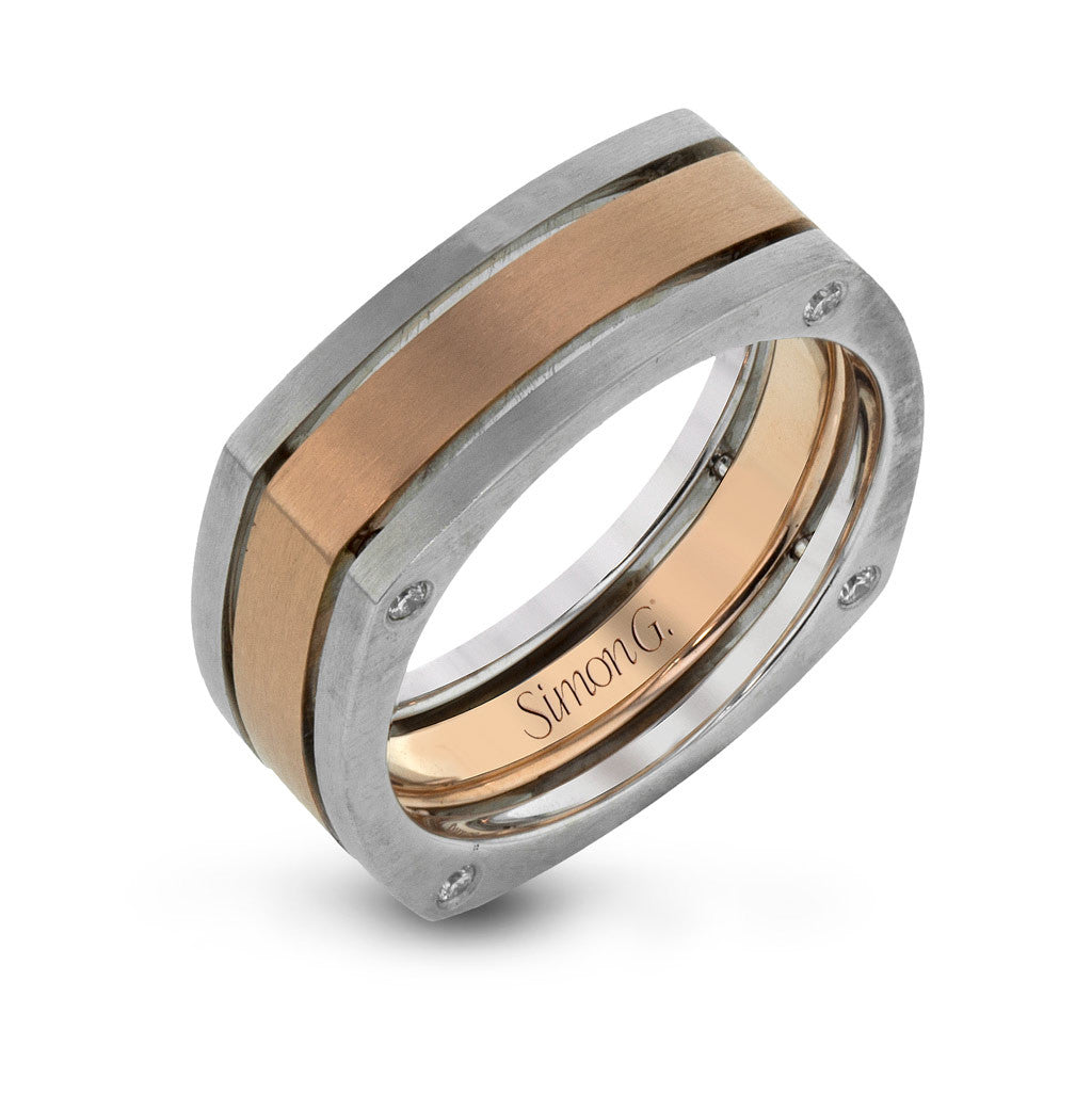 Rose and White Gold Band with Diamond Accent