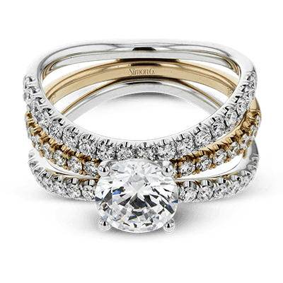 Simon G.  Oval Solitaire and Guard Ring Set L1083