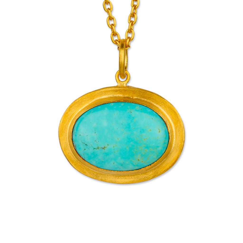 Lika Behar Kingman Turquoise Pendant set in 24k gold. 