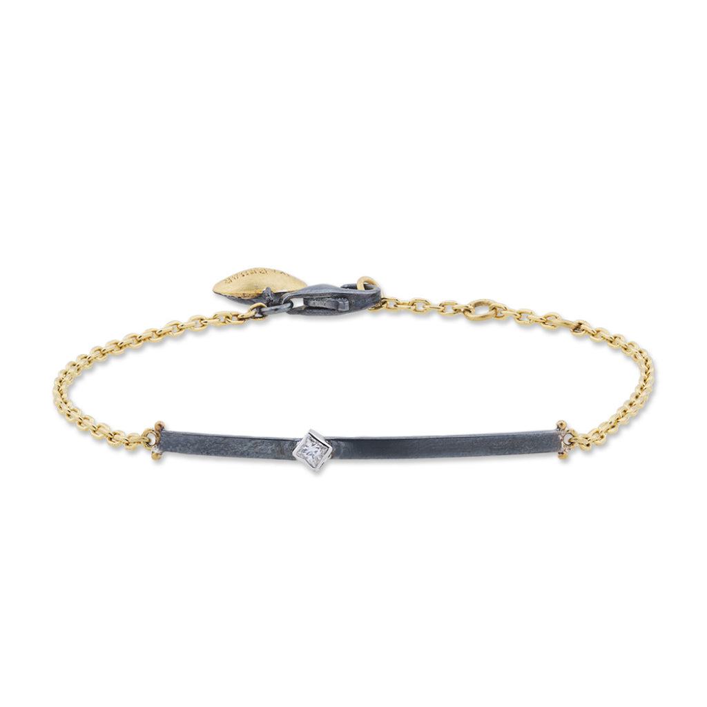 Lika Behar ID Style bracelet in Sterling Silver and 24k Gold with Diamond. 