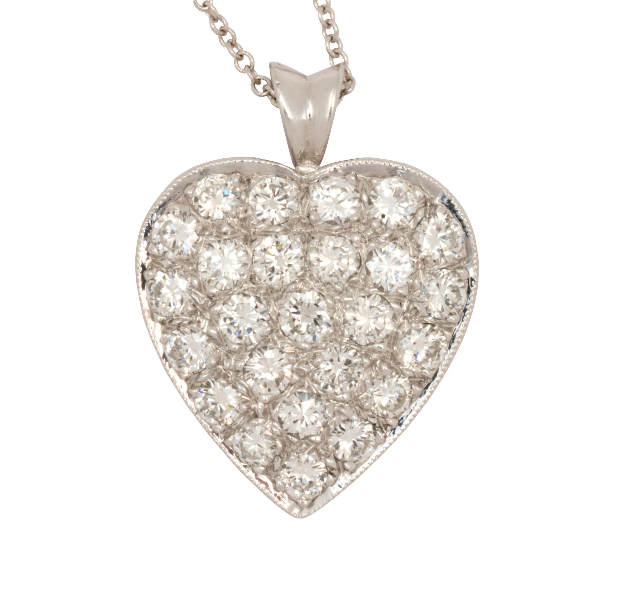 Vintage Platinum Diamond Heart Pendant