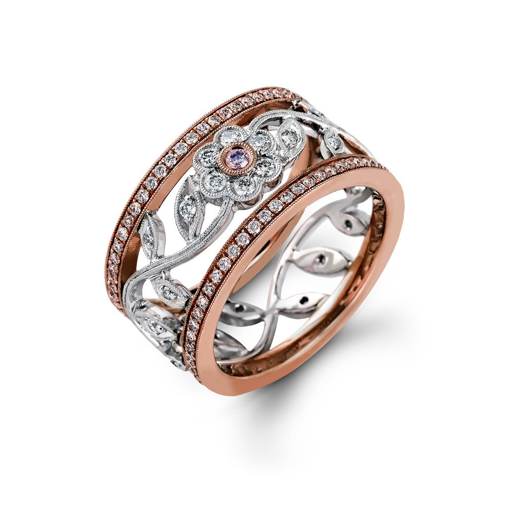 Simon G Floral Diamond Band in White and Rose Gold