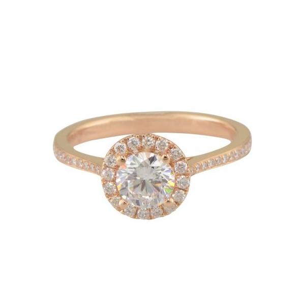 'Mackenzie' rose gold diamond halo engagement ring by Diadori