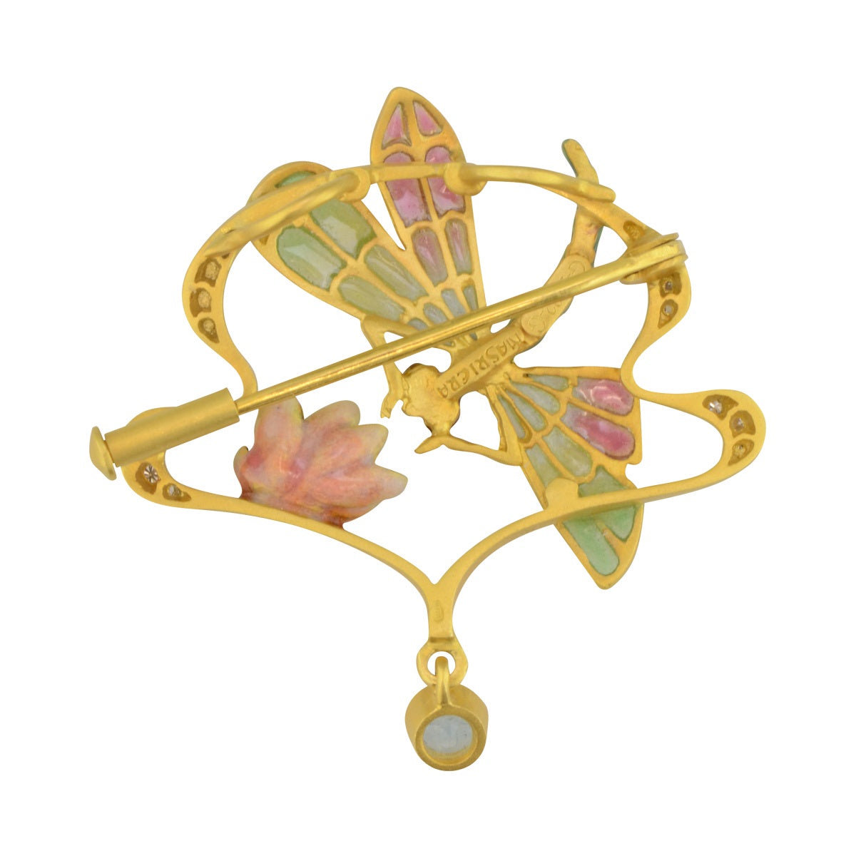 Dragonfly and Lotus Brooch