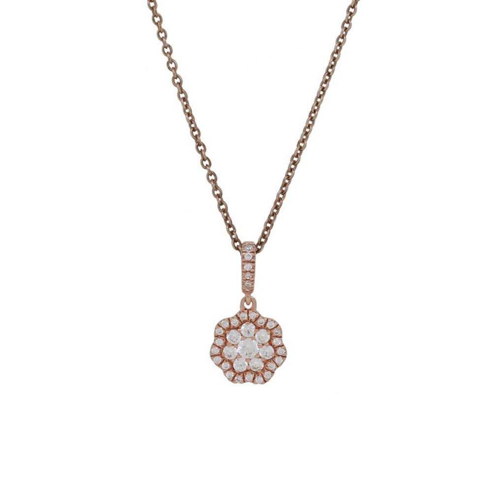 Delicate Rose Gold and Diamond Flower Necklace