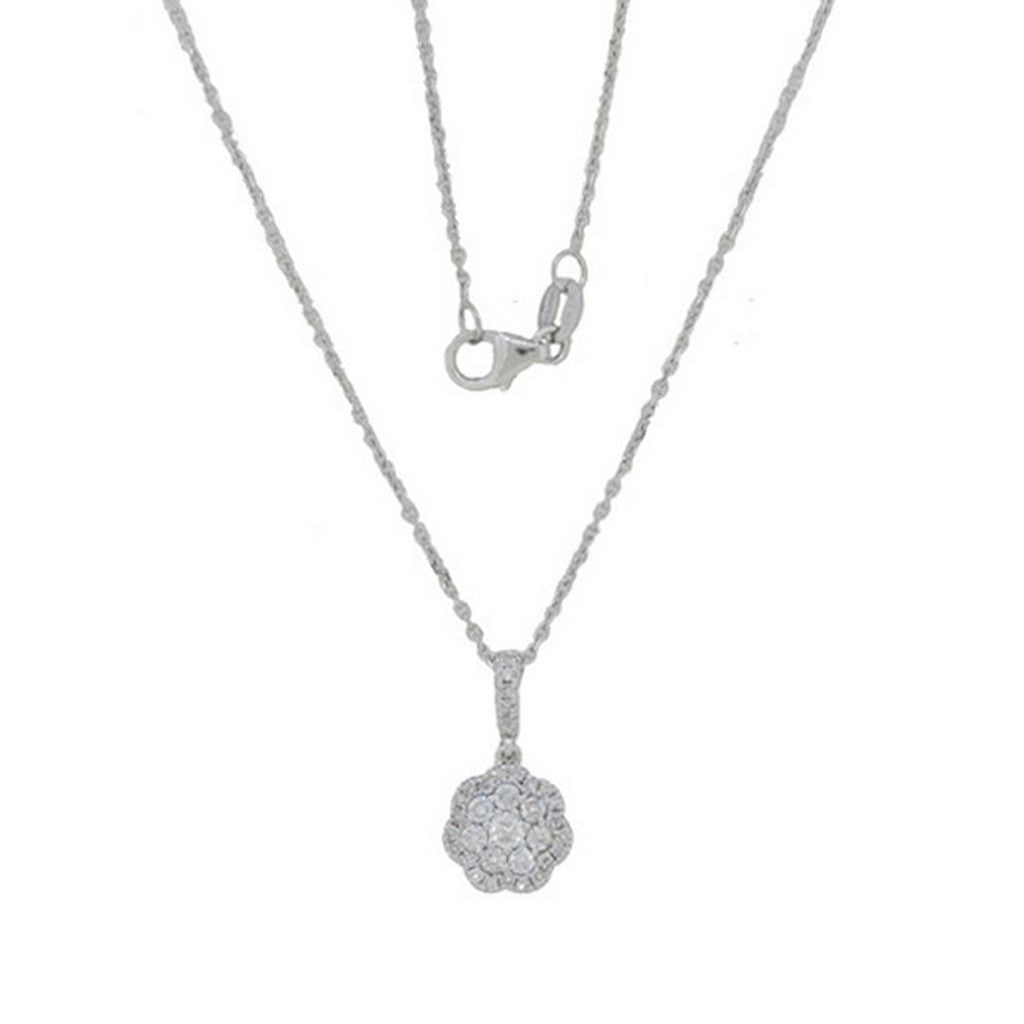 Floral Diamond Necklace in White Gold by Luvente