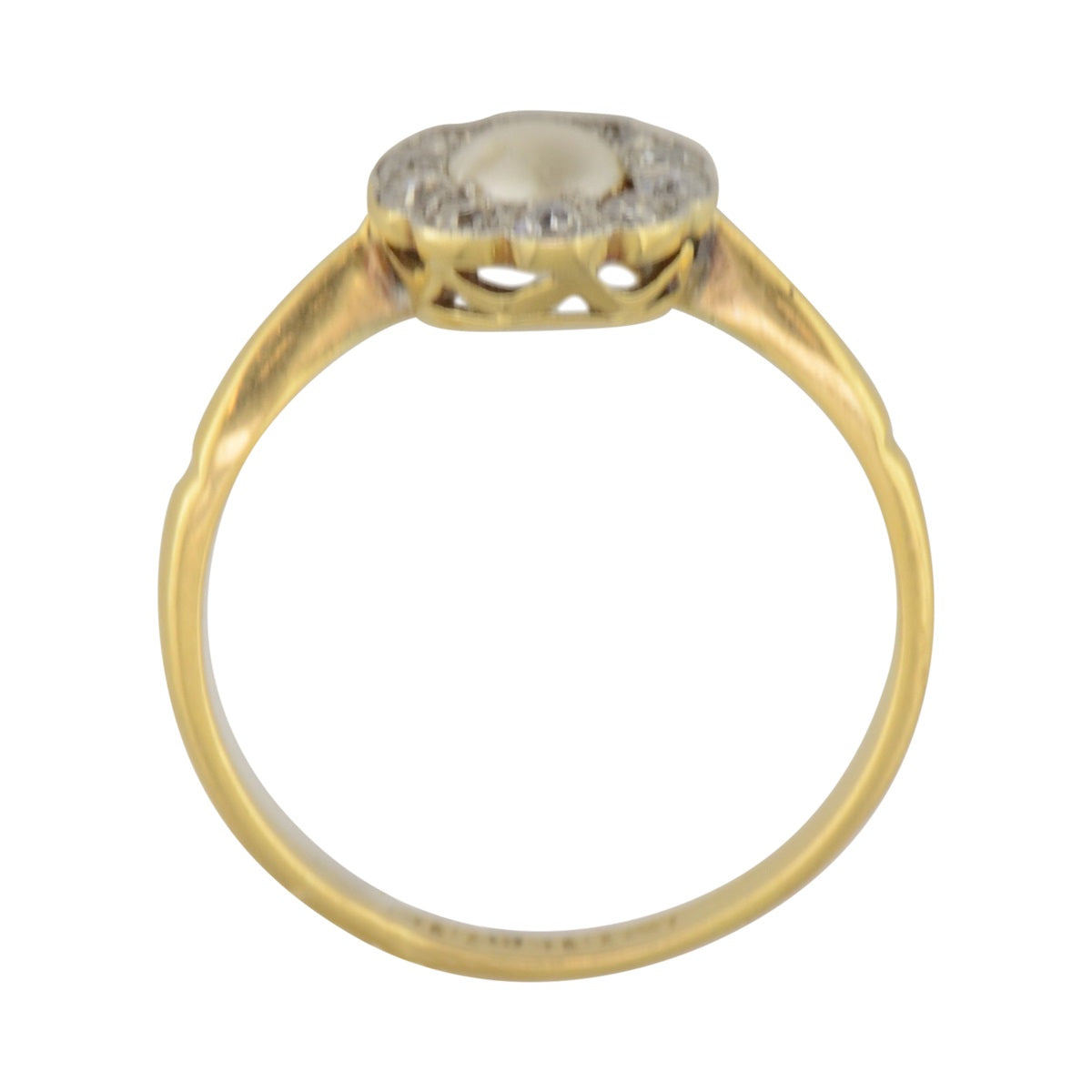 'Helena' Victorian pearl and diamond halo ring.