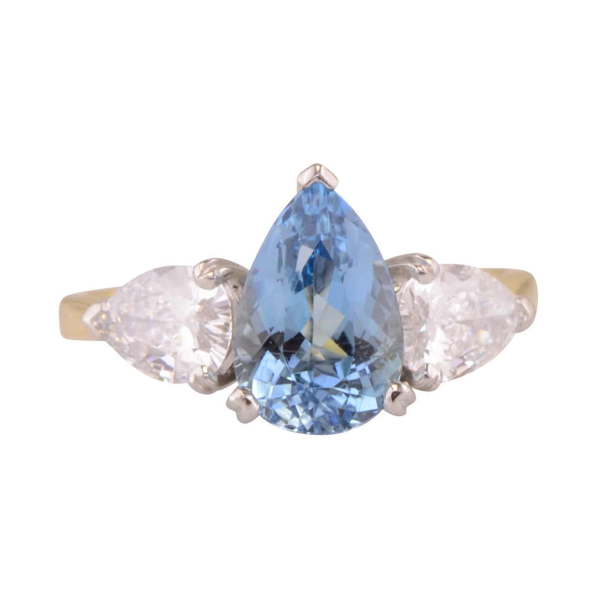 Bridgette Aquamarine Ring with diamond side stones