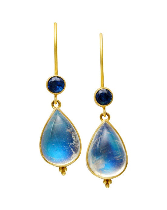 Kyanite and Blue Moonstone dangle earrings. 