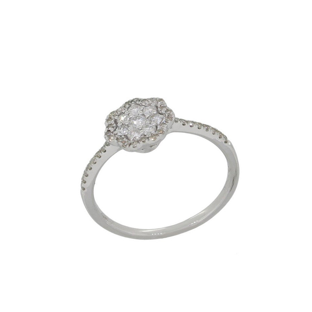 White Gold and Diamond Floral Ring by Luvente
