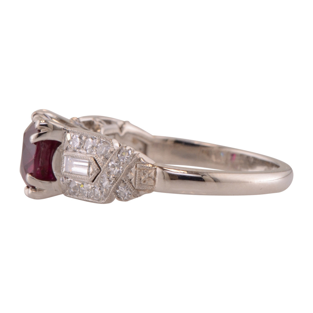 Ruby and Diamond Art Deco Ring