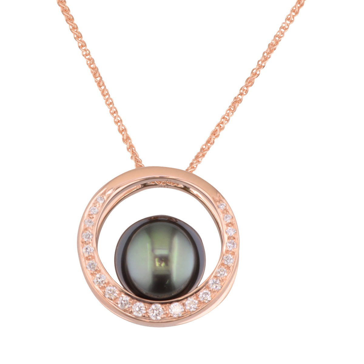 Rose Gold and Tahaitian Pearl Necklace 