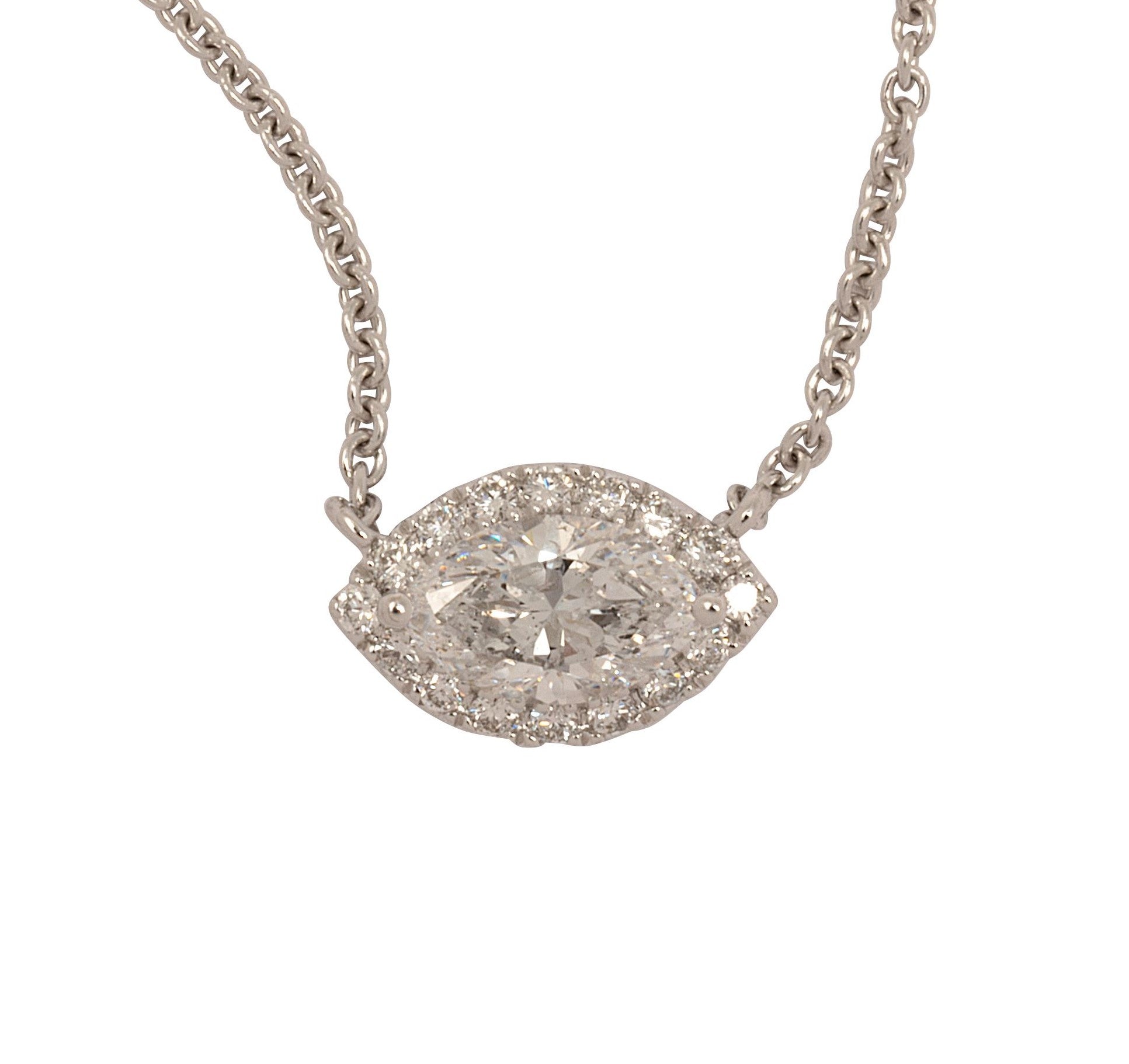 Marquise Halo Diamond Necklace Smith and Bevill Jewelers