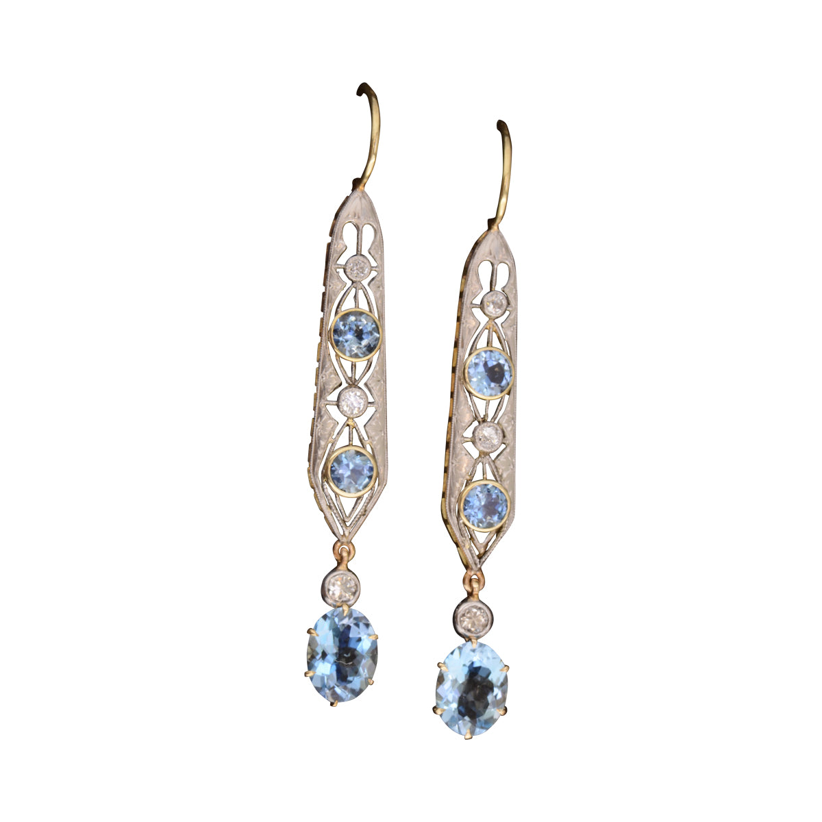 Edwardian Aquamarine Drop Earrings