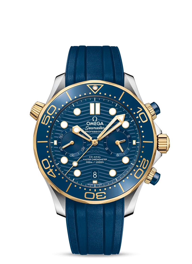 SS 18ky Omega Seamaster 300m Chronograph Blue 210.22.44.51.03.001
