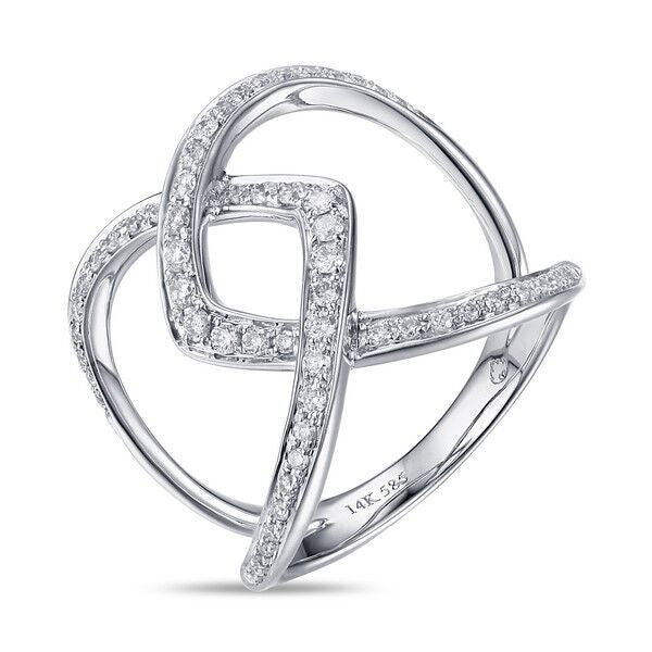 Infinity Crossover Ring in White Gold and Diamonds by Luvente